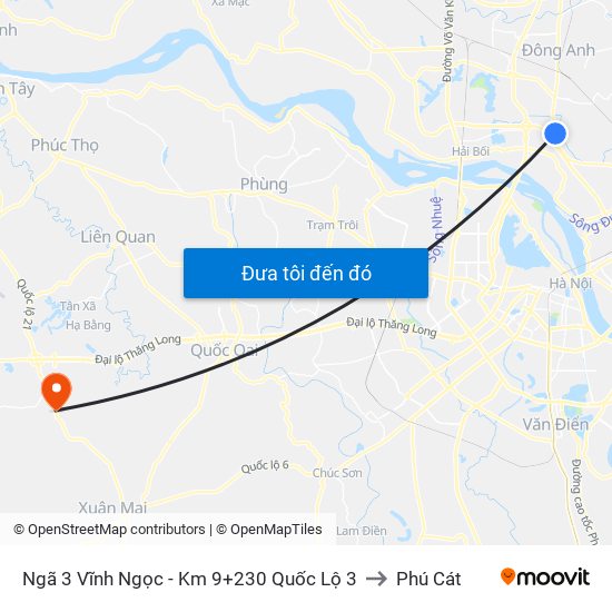 Ngã 3 Vĩnh Ngọc - Km 9+230 Quốc Lộ 3 to Phú Cát map