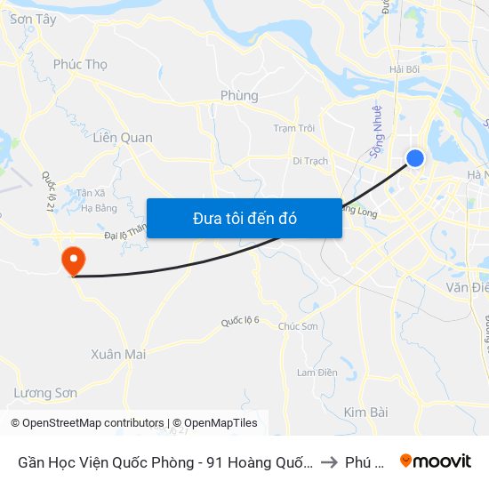 Gần Học Viện Quốc Phòng - 91 Hoàng Quốc Việt to Phú Cát map