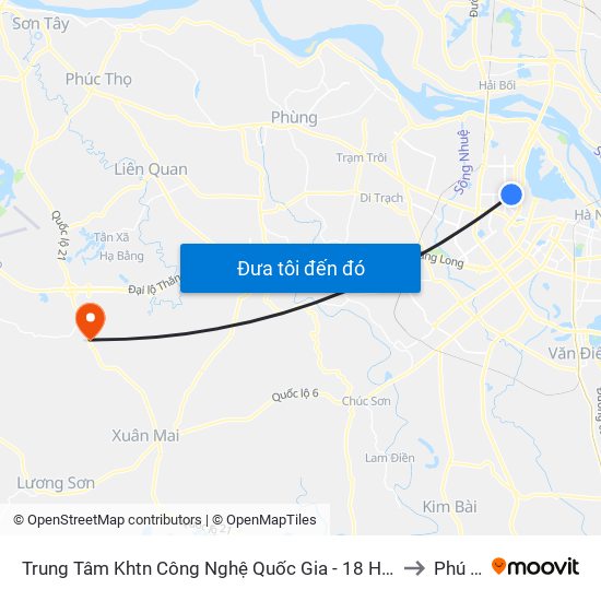 Trung Tâm Khtn Công Nghệ Quốc Gia - 18 Hoàng Quốc Việt to Phú Cát map