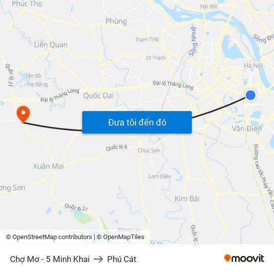 Chợ Mơ - 5 Minh Khai to Phú Cát map