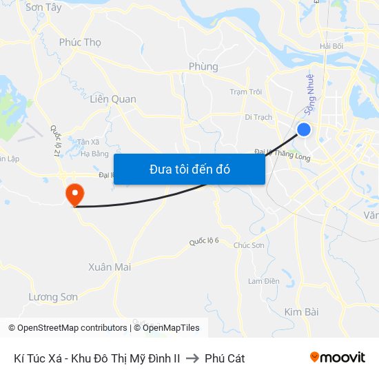 Kí Túc Xá - Khu Đô Thị Mỹ Đình II to Phú Cát map