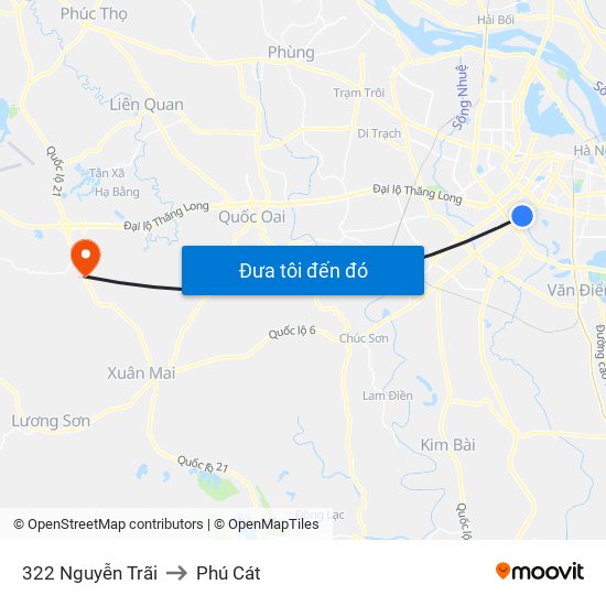 322 Nguyễn Trãi to Phú Cát map