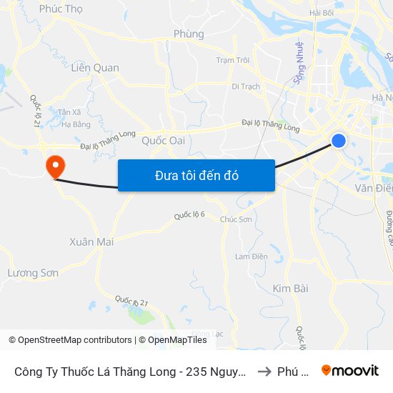 Công Ty Thuốc Lá Thăng Long - 235 Nguyễn Trãi to Phú Cát map