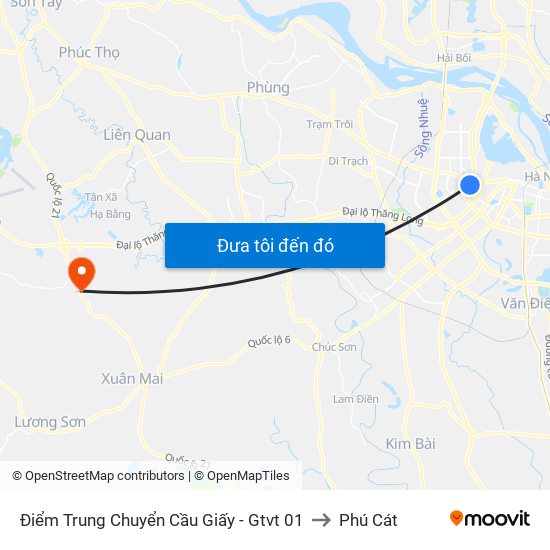 Điểm Trung Chuyển Cầu Giấy - Gtvt 01 to Phú Cát map