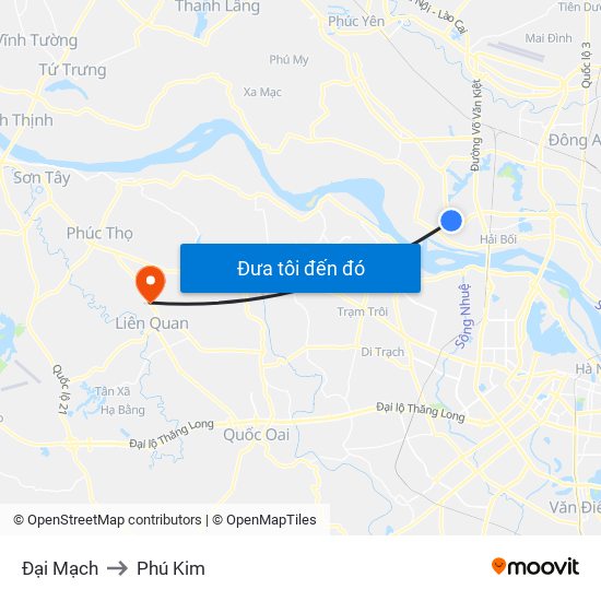Đại Mạch to Phú Kim map