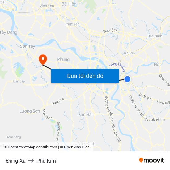 Đặng Xá to Phú Kim map