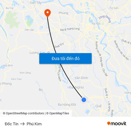 Đốc Tín to Phú Kim map