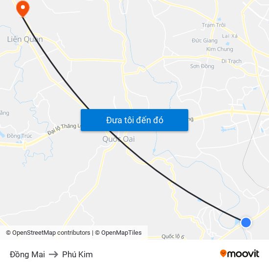 Đồng Mai to Phú Kim map