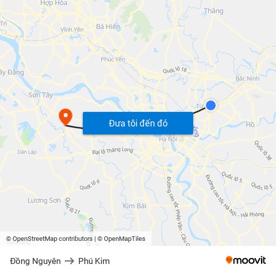 Đồng Nguyên to Phú Kim map