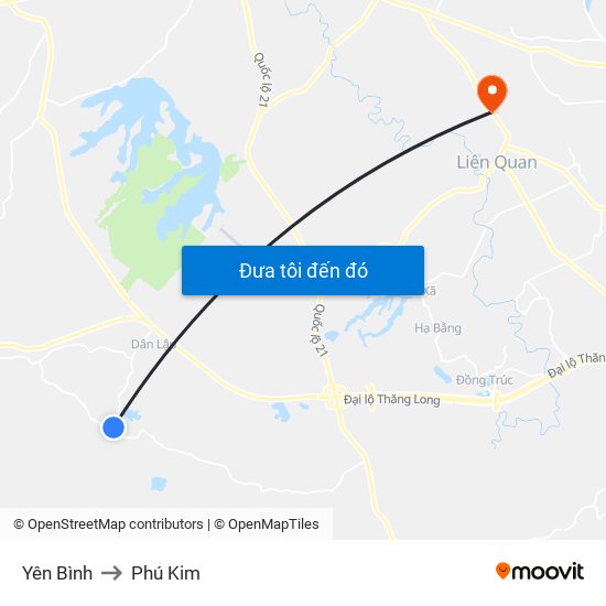 Yên Bình to Phú Kim map
