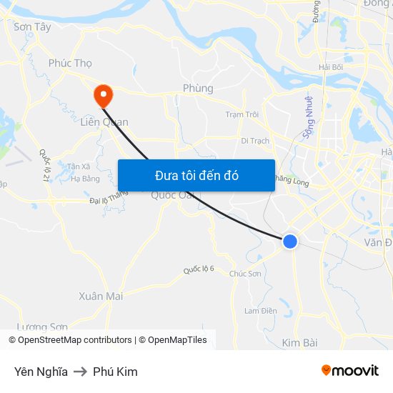 Yên Nghĩa to Phú Kim map