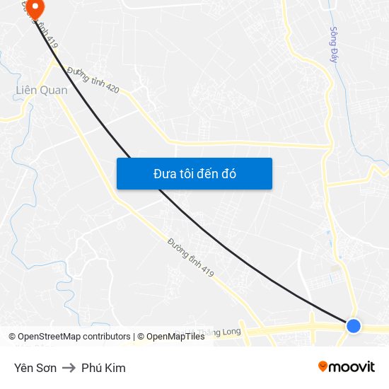 Yên Sơn to Phú Kim map