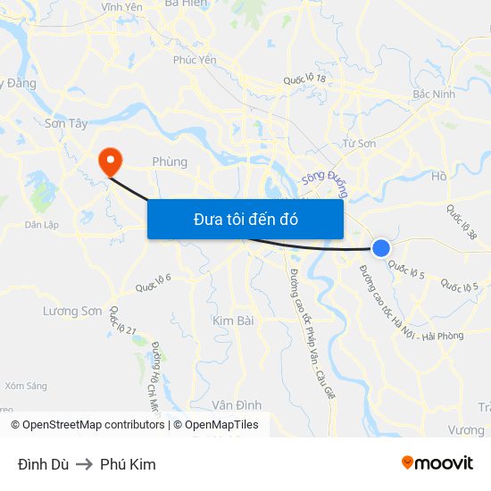 Đình Dù to Phú Kim map