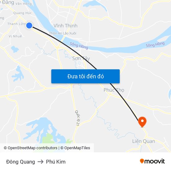 Đông Quang to Phú Kim map