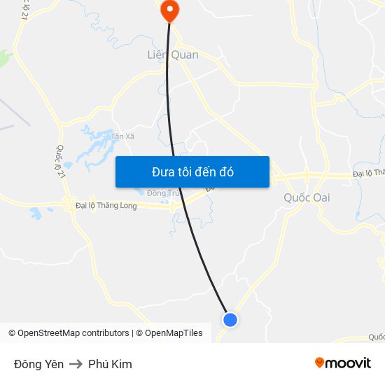 Đông Yên to Phú Kim map