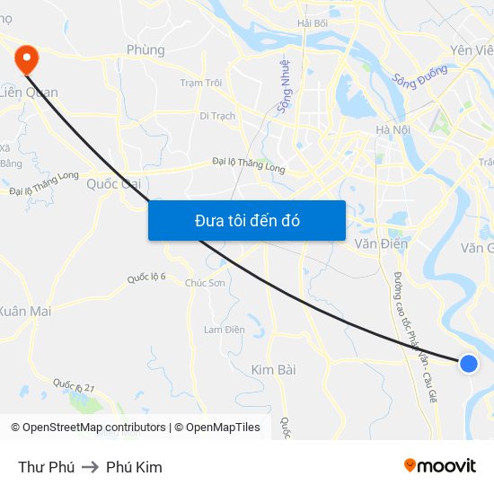Thư Phú to Phú Kim map