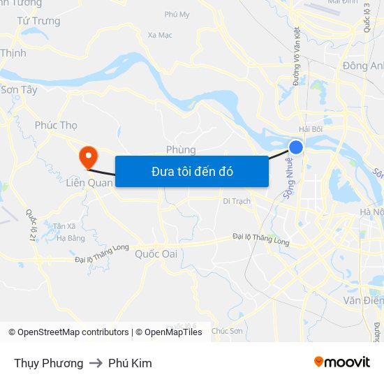 Thụy Phương to Phú Kim map