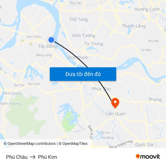 Phú Châu to Phú Kim map