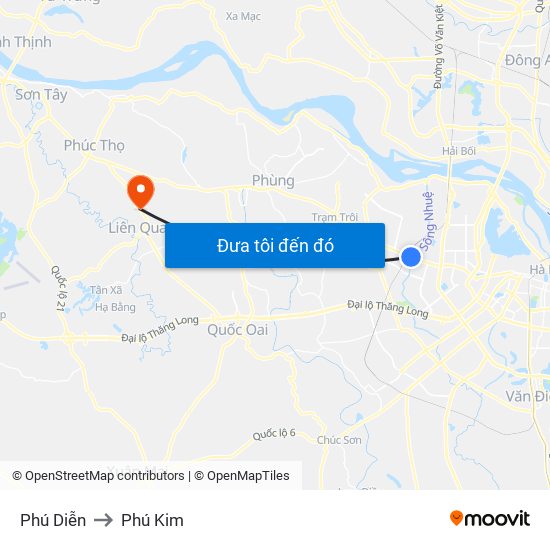 Phú Diễn to Phú Kim map