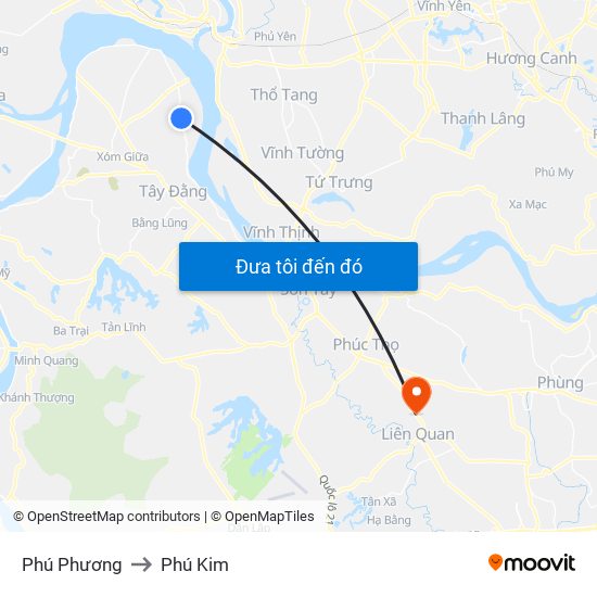Phú Phương to Phú Kim map