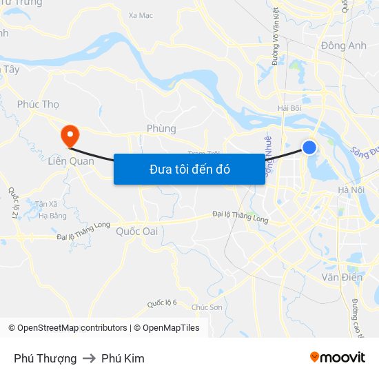 Phú Thượng to Phú Kim map