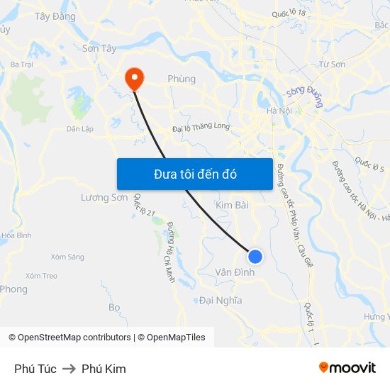 Phú Túc to Phú Kim map