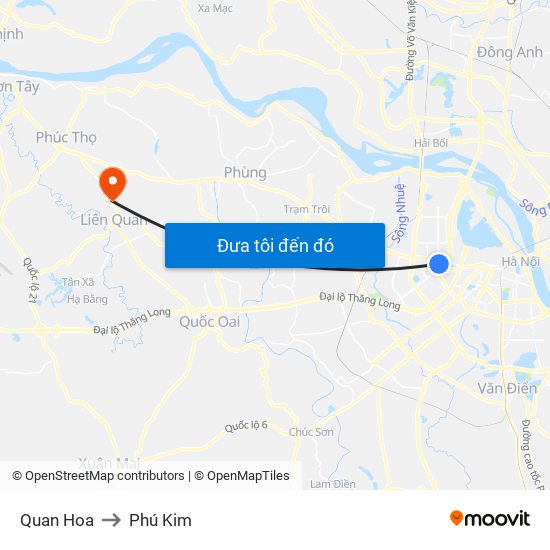 Quan Hoa to Phú Kim map