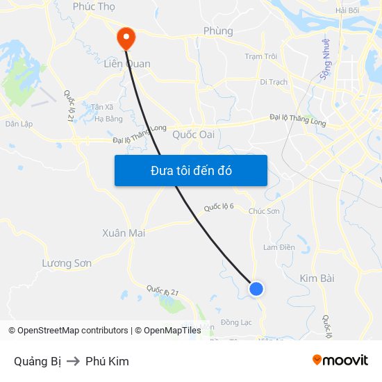 Quảng Bị to Phú Kim map