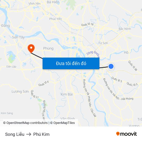 Song Liễu to Phú Kim map