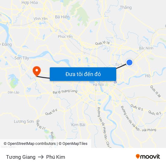Tương Giang to Phú Kim map
