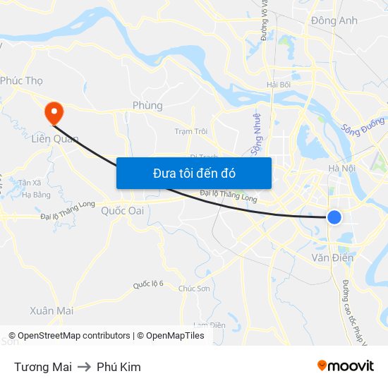 Tương Mai to Phú Kim map