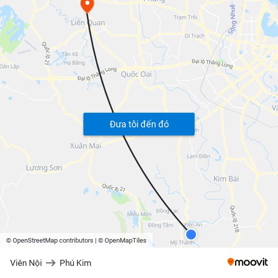 Viên Nội to Phú Kim map