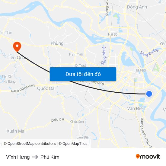 Vĩnh Hưng to Phú Kim map