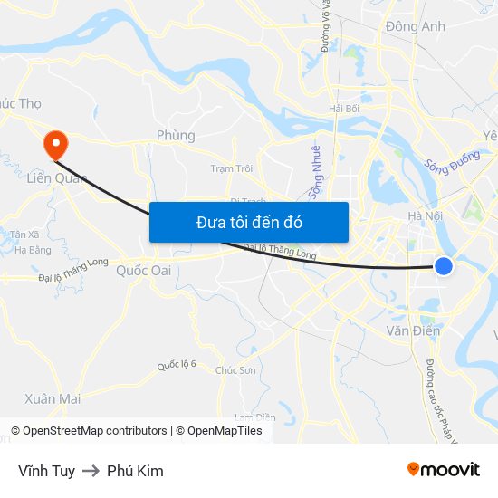 Vĩnh Tuy to Phú Kim map