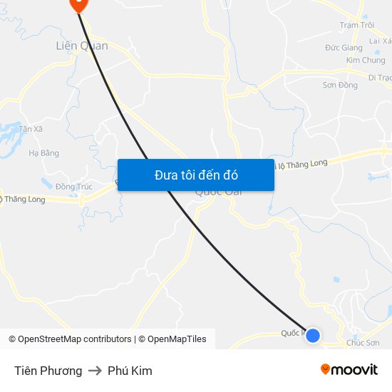 Tiên Phương to Phú Kim map