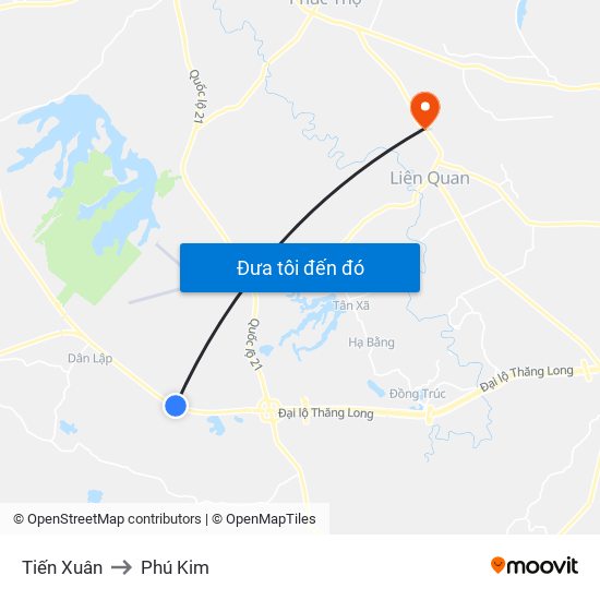 Tiến Xuân to Phú Kim map