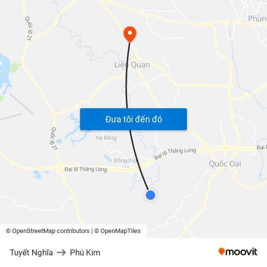 Tuyết Nghĩa to Phú Kim map