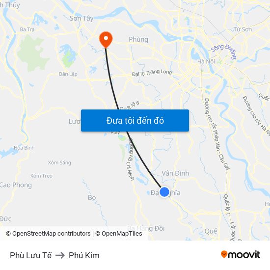 Phù Lưu Tế to Phú Kim map