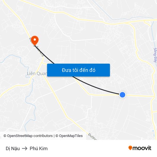 Dị Nậu to Phú Kim map