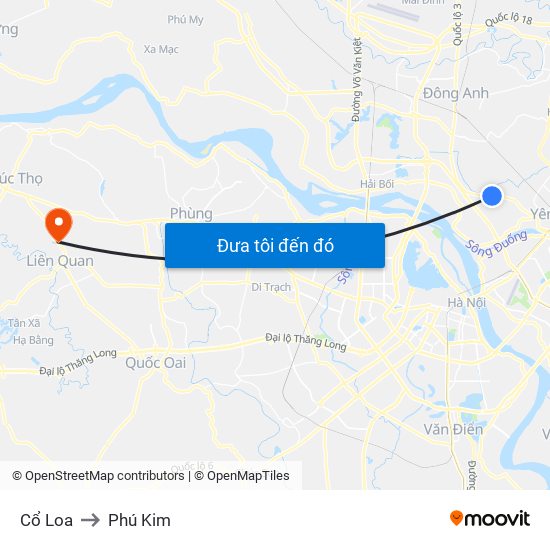 Cổ Loa to Phú Kim map