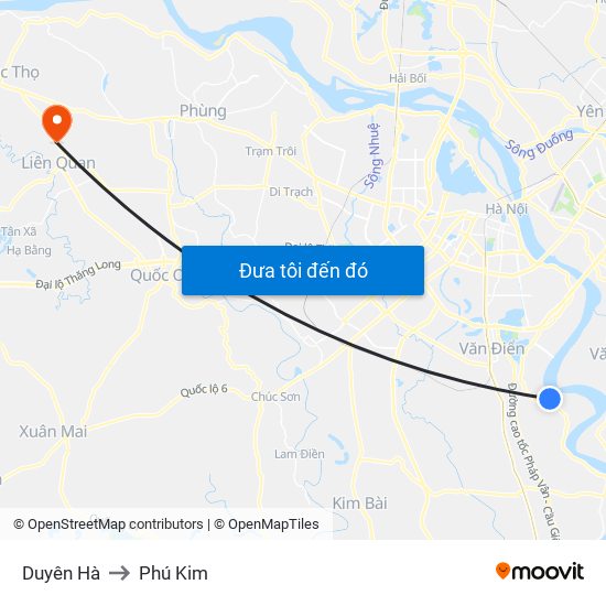 Duyên Hà to Phú Kim map