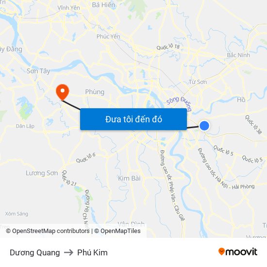 Dương Quang to Phú Kim map