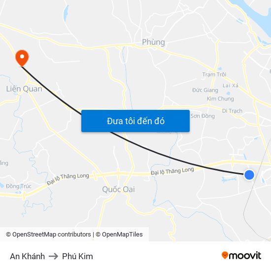 An Khánh to Phú Kim map