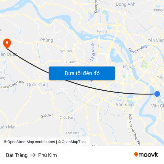 Bát Tràng to Phú Kim map