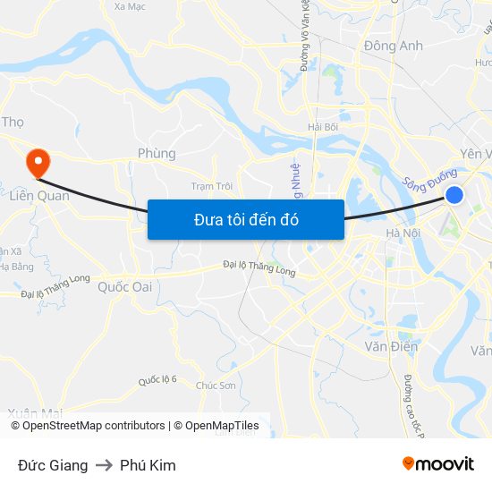 Đức Giang to Phú Kim map