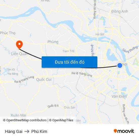 Hàng Gai to Phú Kim map