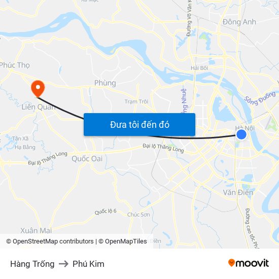 Hàng Trống to Phú Kim map
