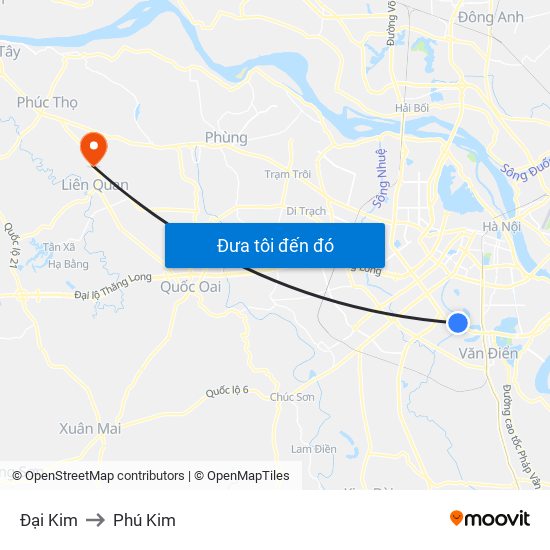 Đại Kim to Phú Kim map