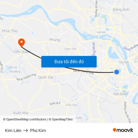 Kim Liên to Phú Kim map