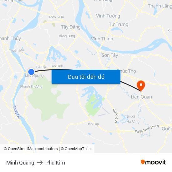 Minh Quang to Phú Kim map